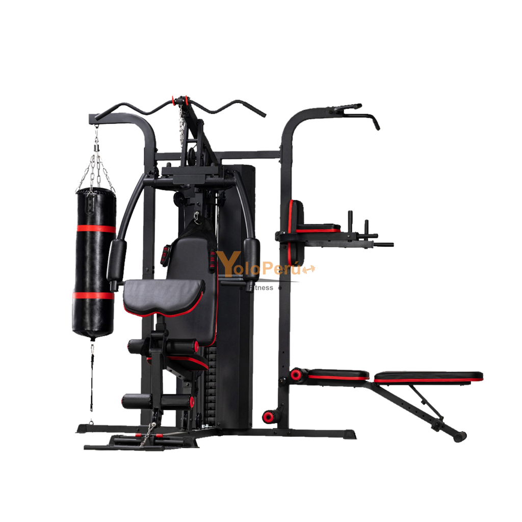 MINI GYM 3 ESTACIONES CON SACO DE BOX MHG6310P (6 PIEZAS)