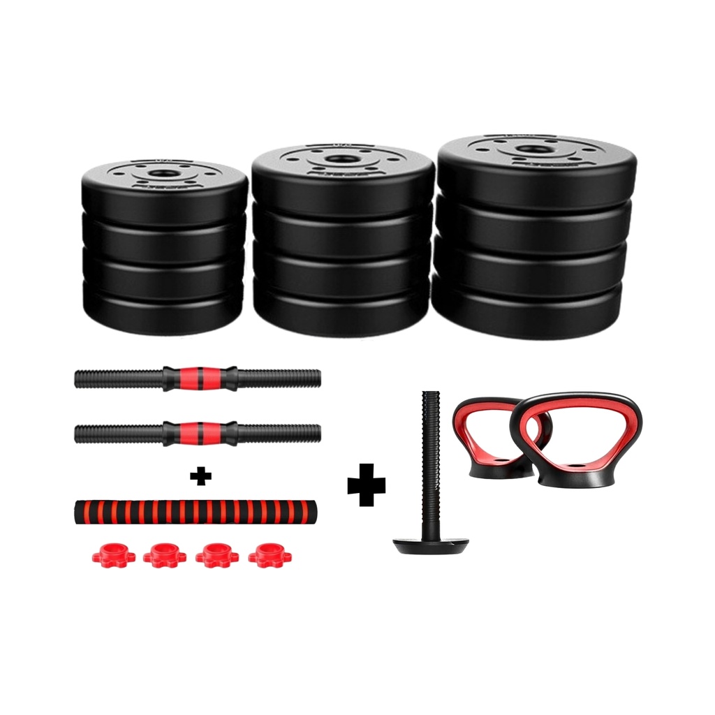 SET DE MANCUERNAS 20KG PVC CONVERTIBLE (PAQUETE + ACCESORIOS)