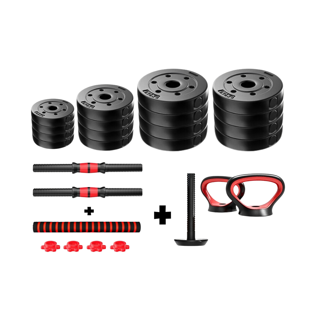 SET DE MANCUERNAS 40KG PVC CONVERTIBLE (PAQUETE + ACCESORIOS)