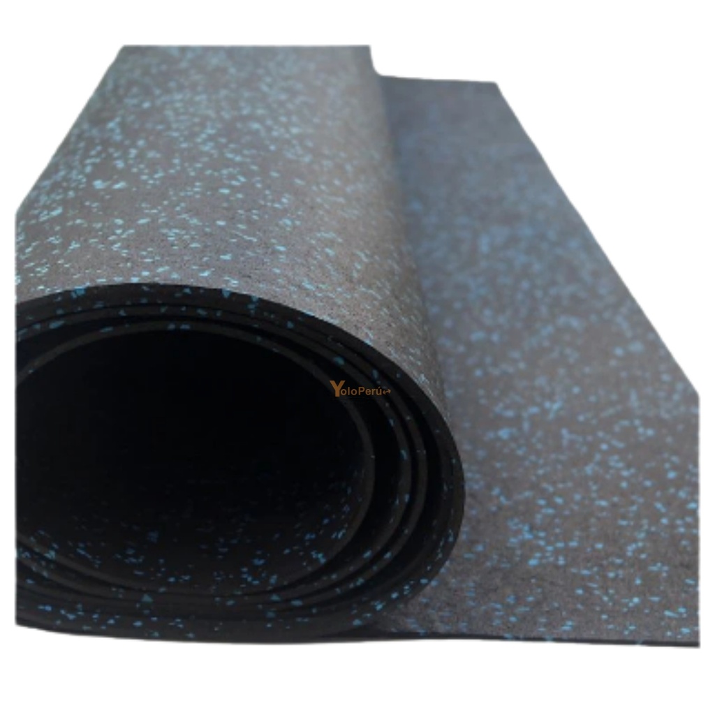 PISO DE CAUCHO 9M X 1M X 6MM AZUL CHISPEADO